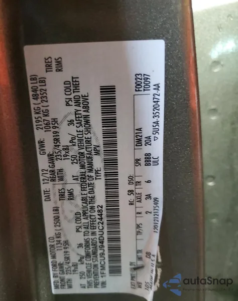 2013 Ford Escape Titanium from USA, damaged, VIN 1FMCU9J94DUC24482